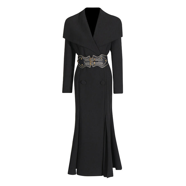 LLstyle Sculpted Belted Maxi Coat