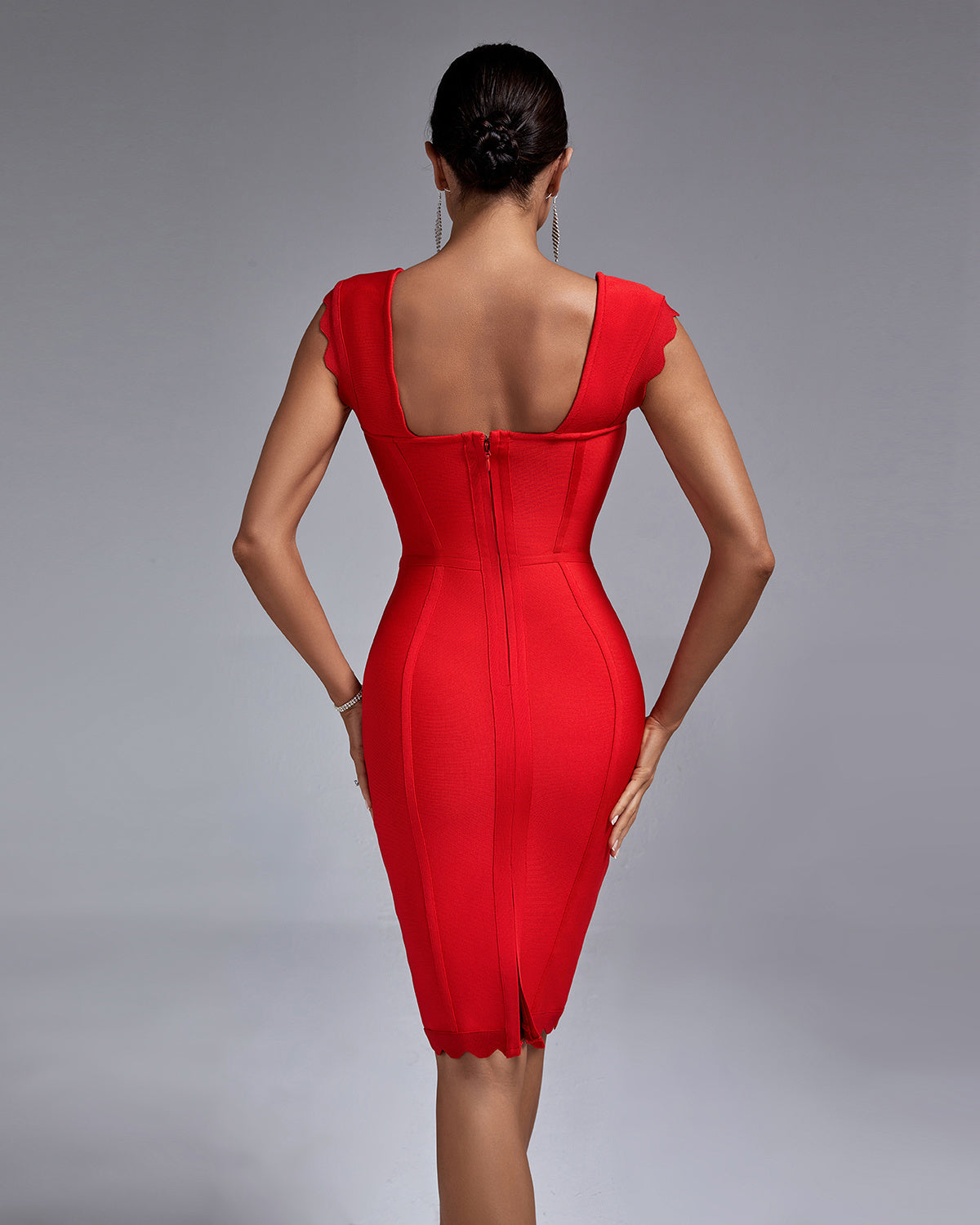 LLstyle Red Sweetheart Cap Sleeve Dress