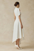 Delilah White High-Neck Midi Dress