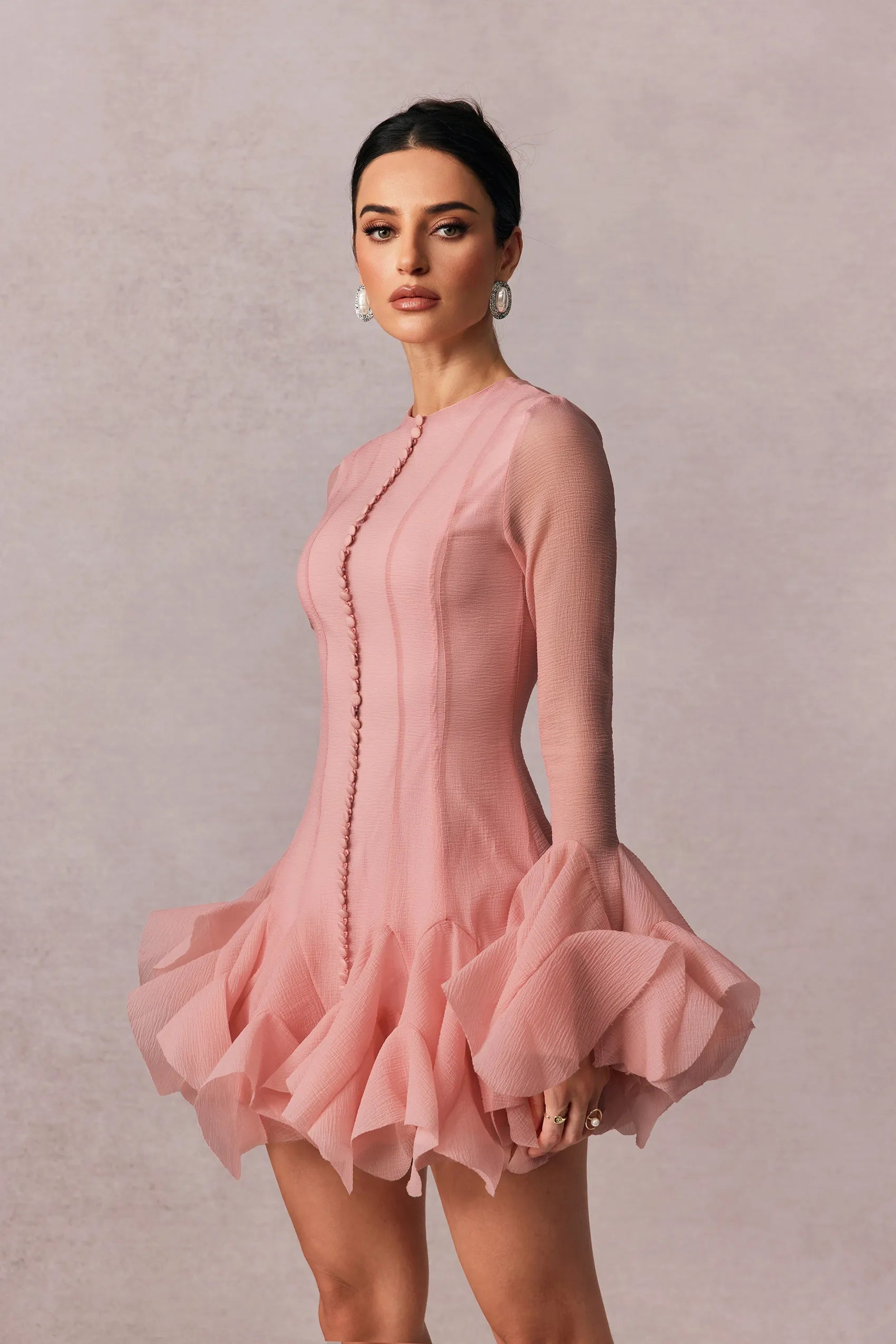 Llstyle Blush Ruffle Mini Dress