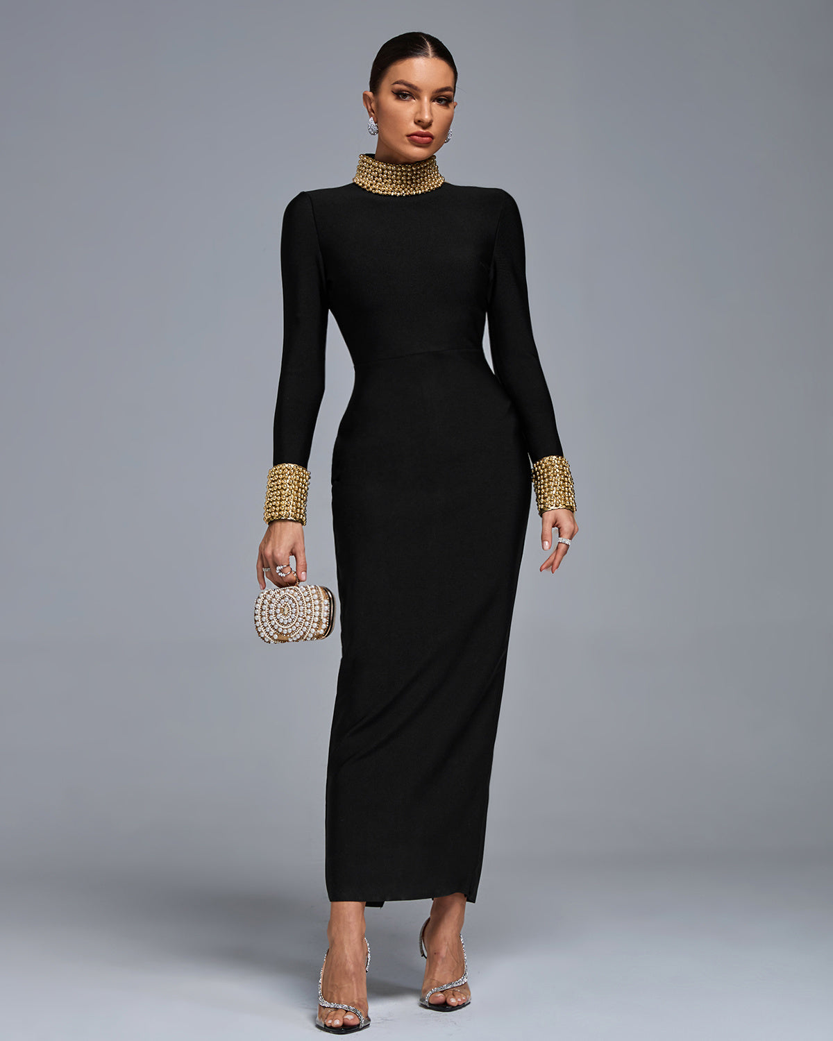 LLstyle Luxe Open-Back Black Evening Dress