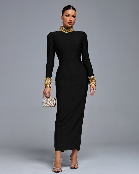 LLstyle Luxe Open-Back Black Evening Dress