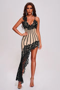 Clarissa Lace Asymmetric Bandage Midi Dress
