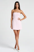 Aria Pearl Trim Strapless Mini Dress