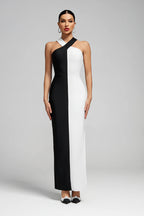 Carmenia Cross-Neck Contrast Dress