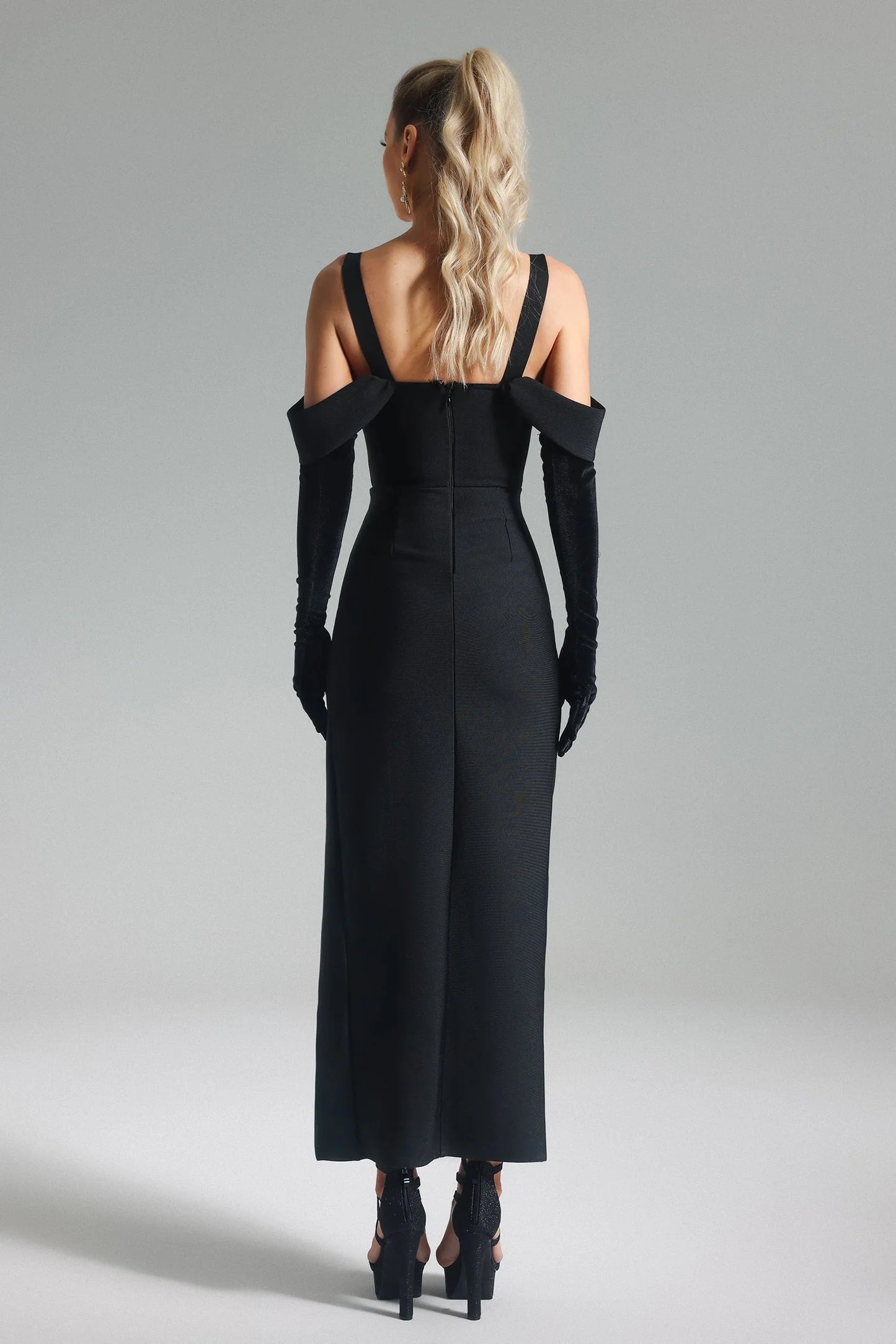 LLstyle Floral Accent High-Slit Maxi Dress