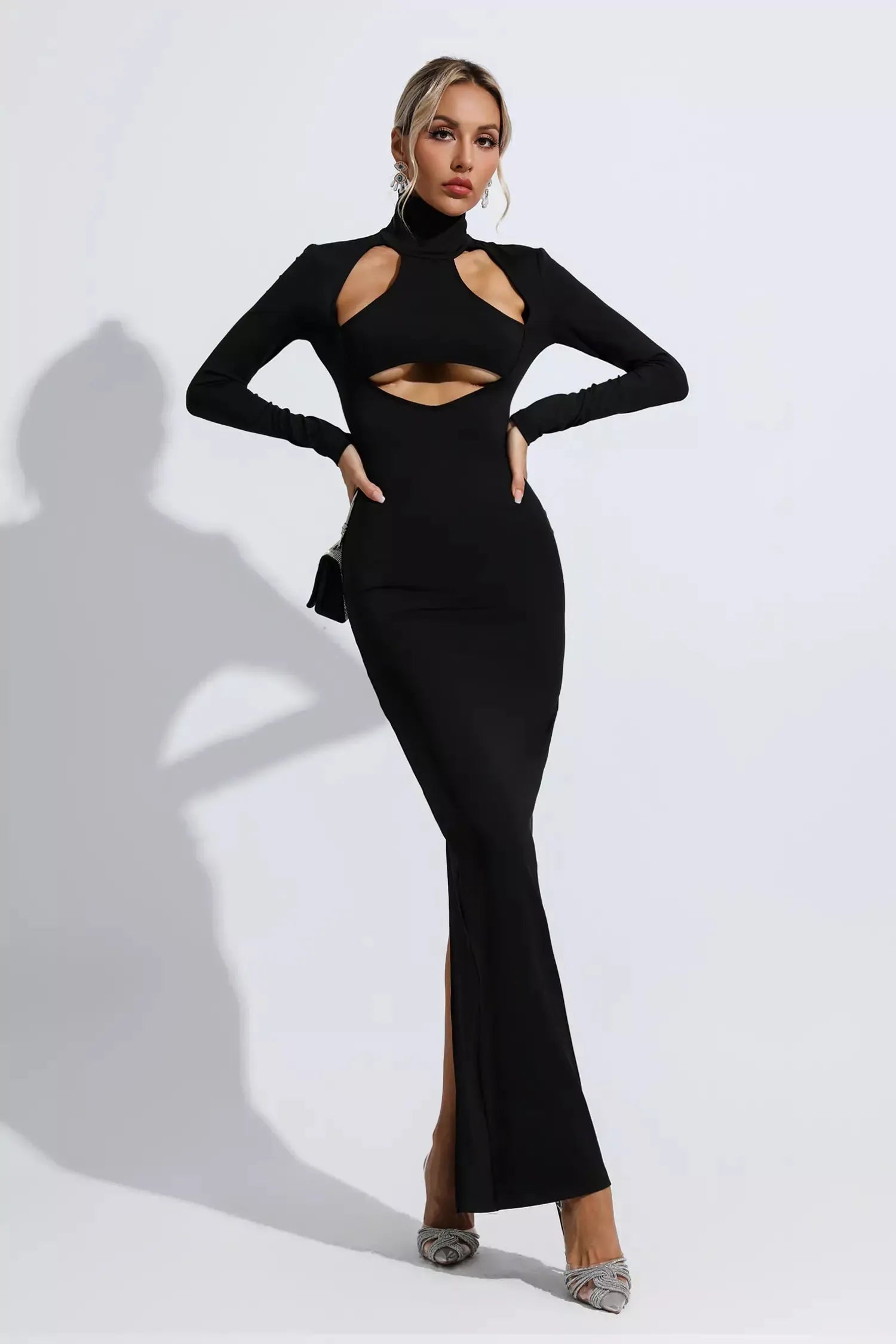 LLstyle Cutout High-Neck Maxi Dress