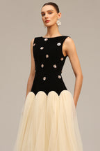 Noira Embellished Tulle Midi Dress