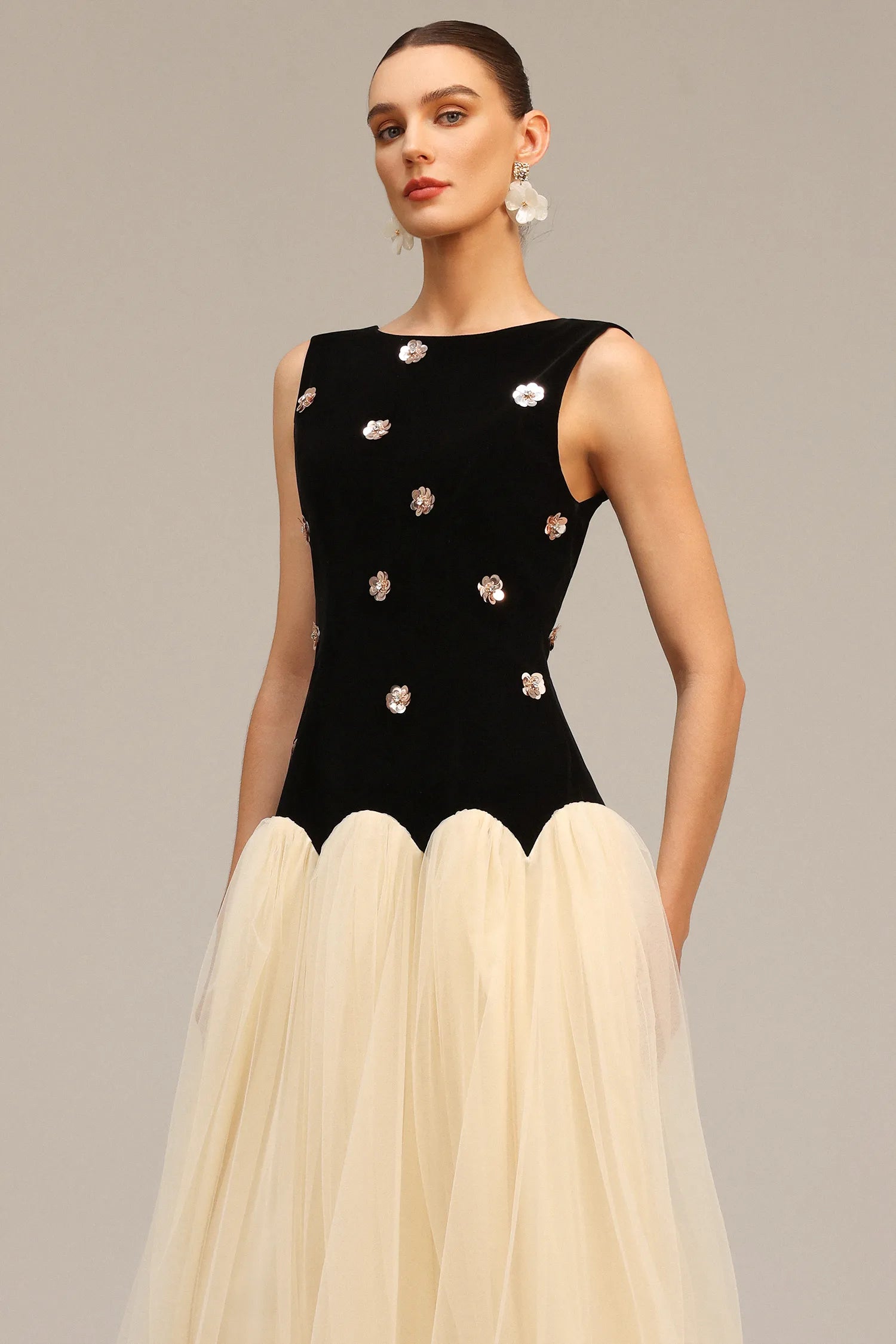 LLstyle Embellished Tulle Midi Dress