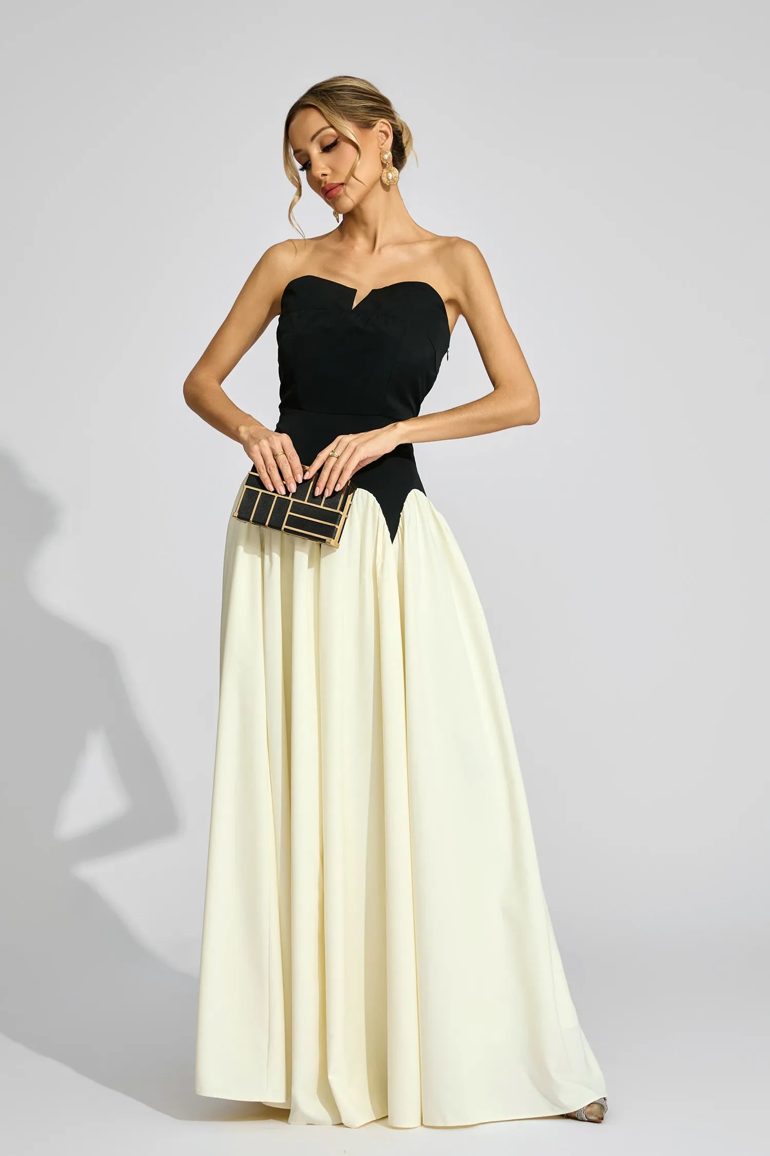 LLstyle Strapless Two-Tone Evening Gown