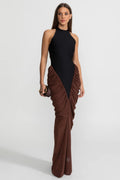 Ashlyn Black & Brown Maxi Dress