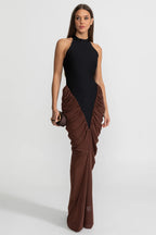 Ashlyn Black & Brown Maxi Dress