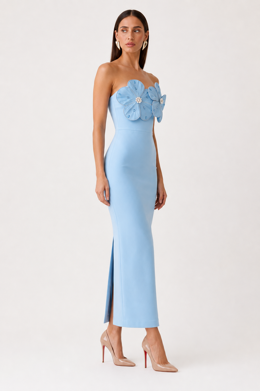 Sky Blue Floral Elegance Dress
