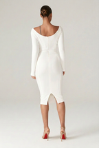 Vanessa White Crystal Accent Bodycon Dress