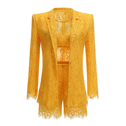 LLstyle Yellow Lace Three Piece Set