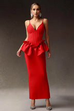 Leighton Red Ruffle Maxi Dress