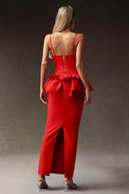 Leighton Red Ruffle Maxi Dress