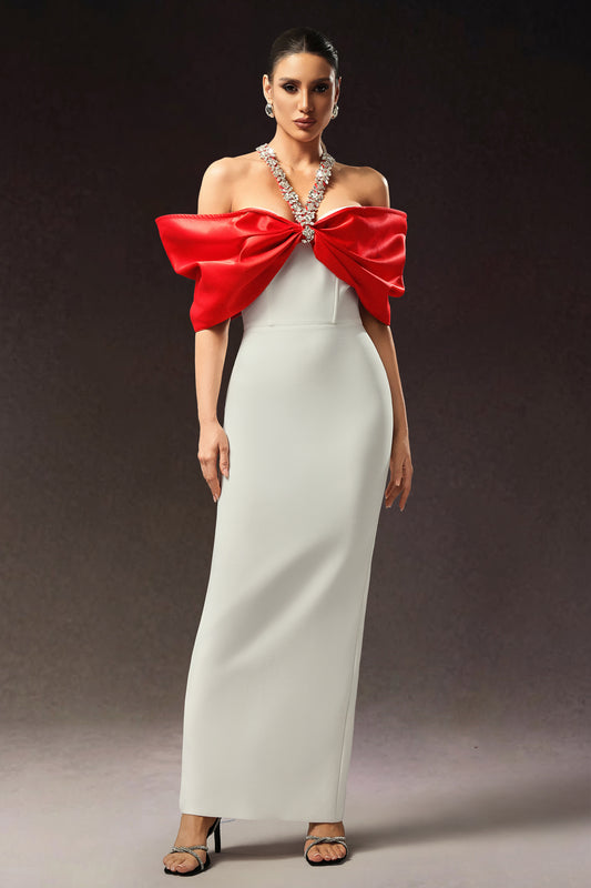 LLstyle Bow-Accent Off-Shoulder Maxi Dress