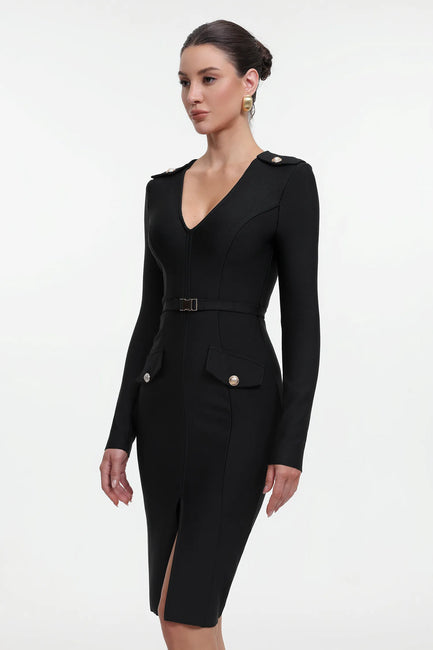 LLstyle Tailored Belted Midi Dress