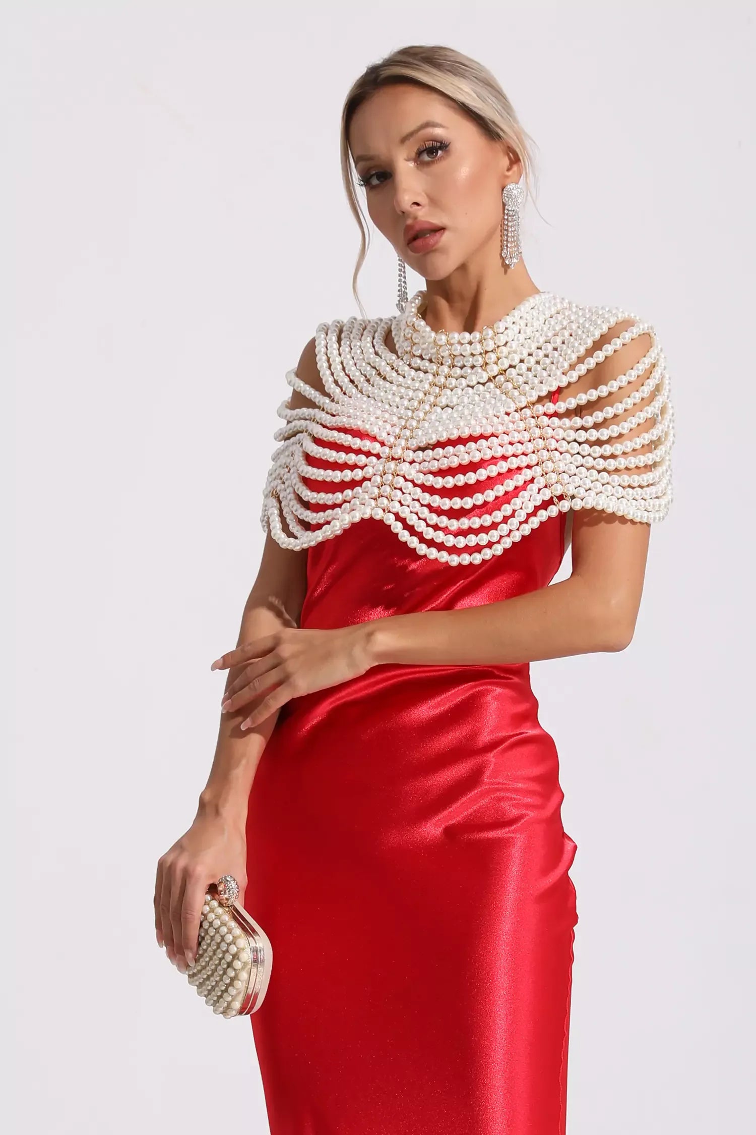 LLstyle Multilayer Pearl Shawl Necklace