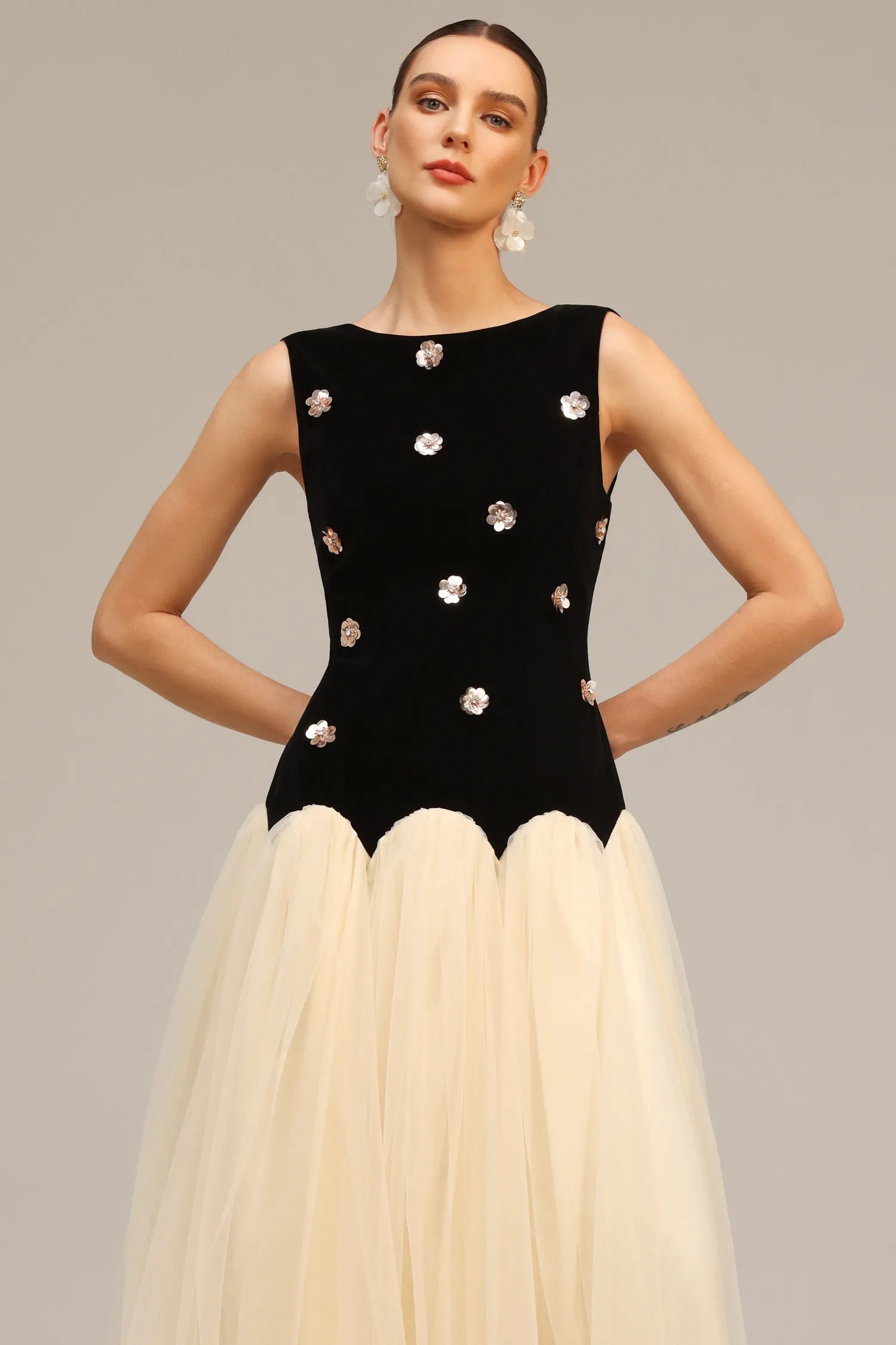 LLstyle Embellished Tulle Midi Dress