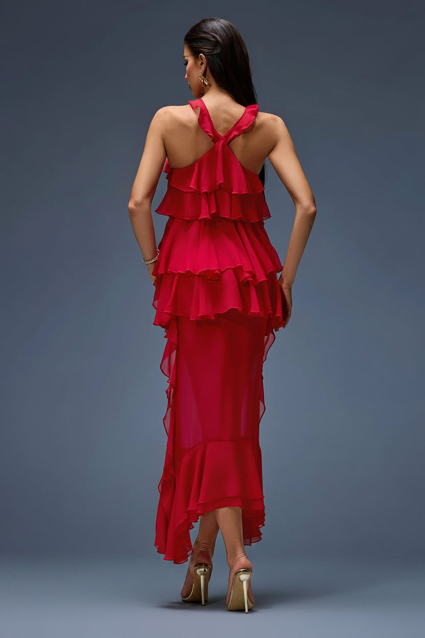 Scarlet Rose Ruffle Maxi Dress