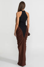 Ashlyn Black & Brown Maxi Dress