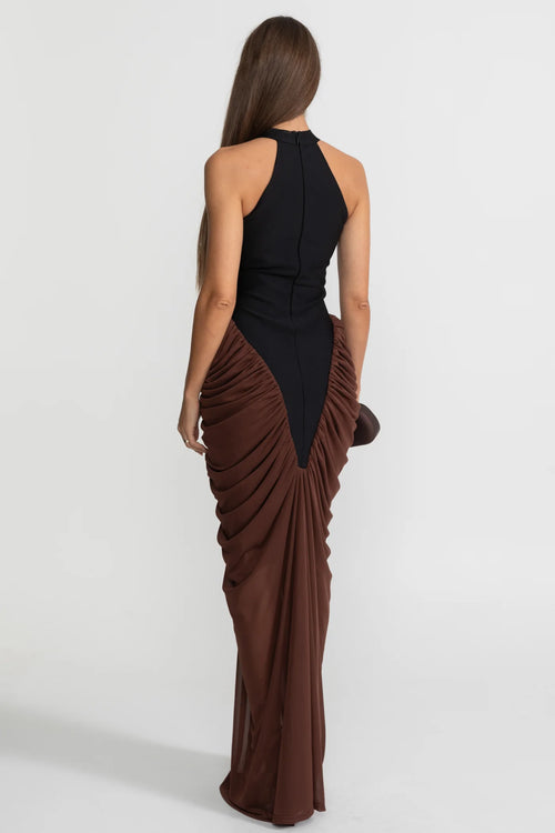 Ashlyn Black & Brown Maxi Dress