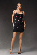 Rose Embellished Mini Dress