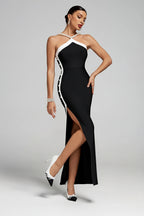Ophelia Pearl Halter Contrast Maxi Dress