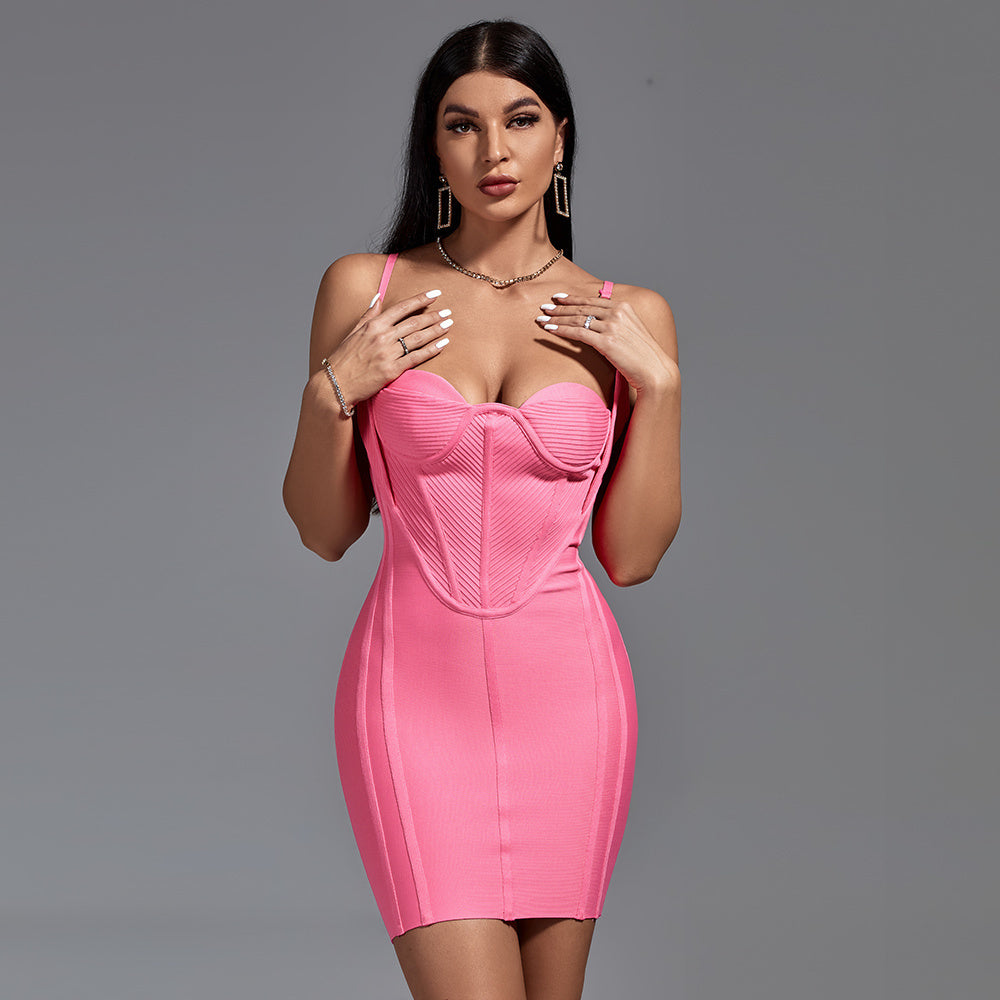 LLstyle Pink Corset Bodycon Mini Dress