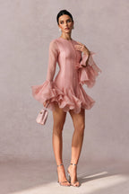 Chiama Blush Ruffle Mini Dress