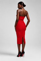 Aniston Crystal Trim Strapless Midi Dress