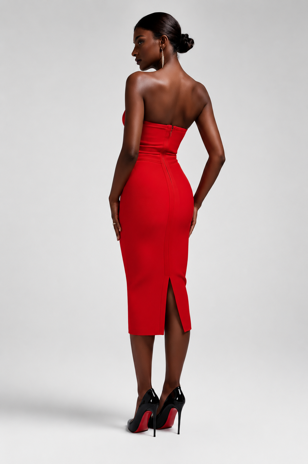 Aniston Crystal Trim Strapless Midi Dress