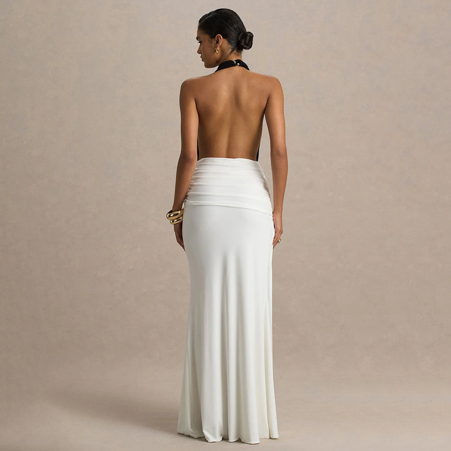 LLstyle Two-Tone Halter Maxi Dress