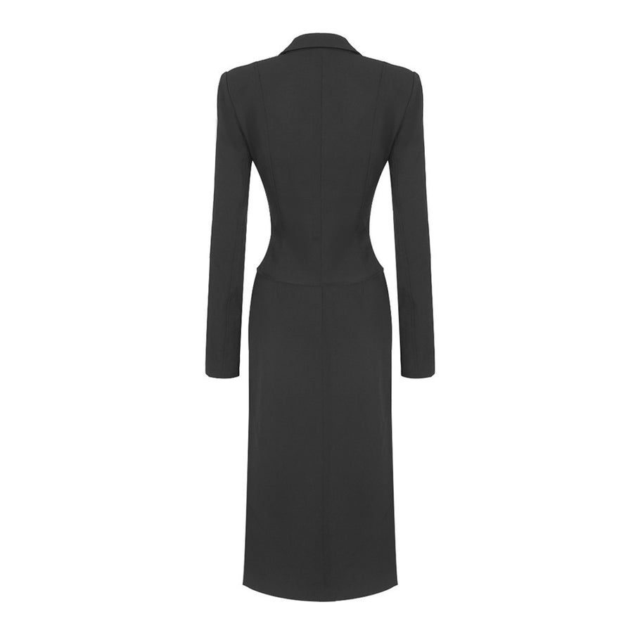 LLstyle Noir Buckle Blazer Midi Dress