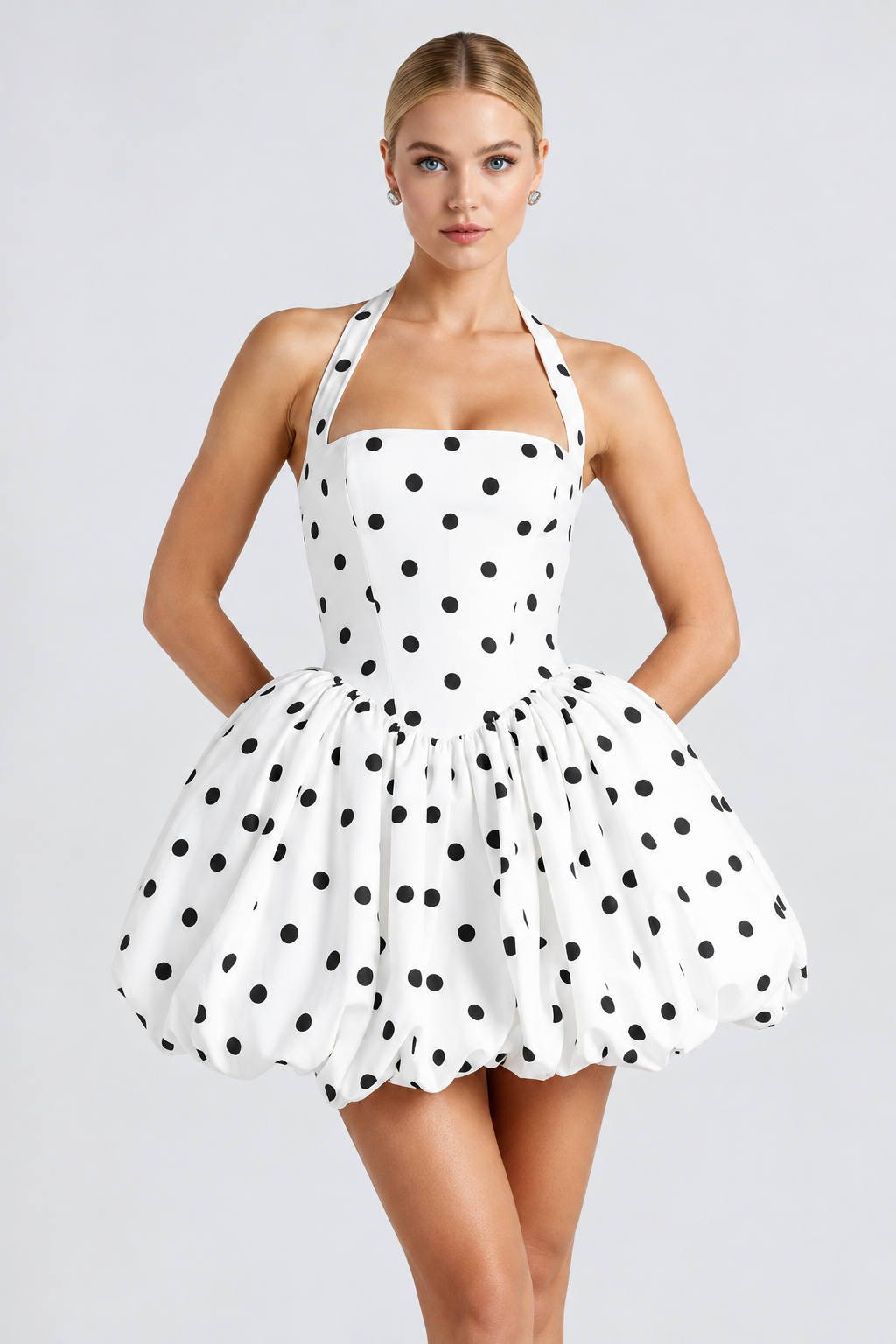 Polka Dot Bubble Hem Mini Dress