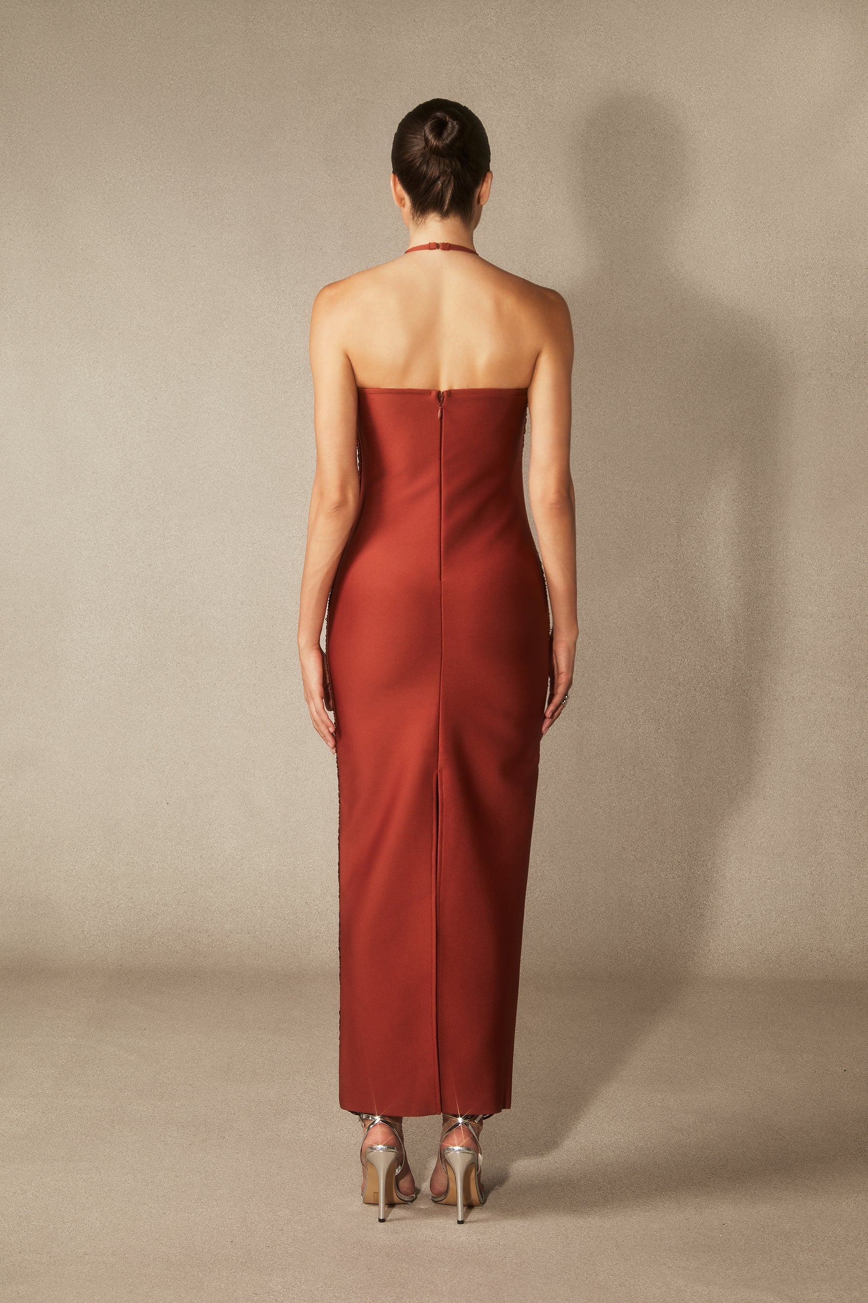 LLstyle Ember Ruched Halter Maxi Dress