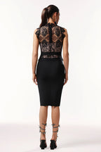 Matilda Lace High-Neck Bodycon Midi Dress