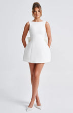 Everleigh Pearl Bow Back Mini Dress