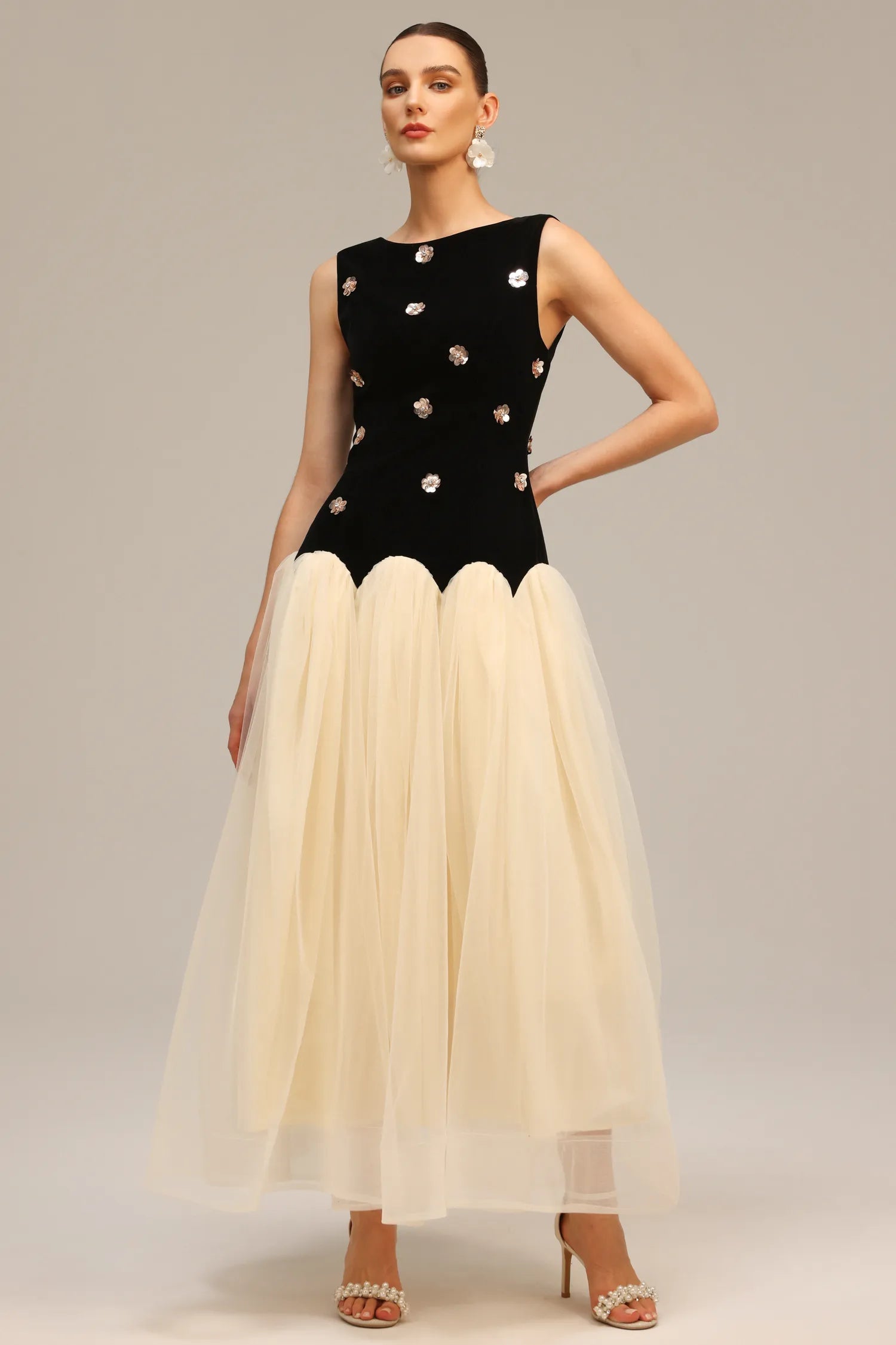 LLstyle Embellished Tulle Midi Dress
