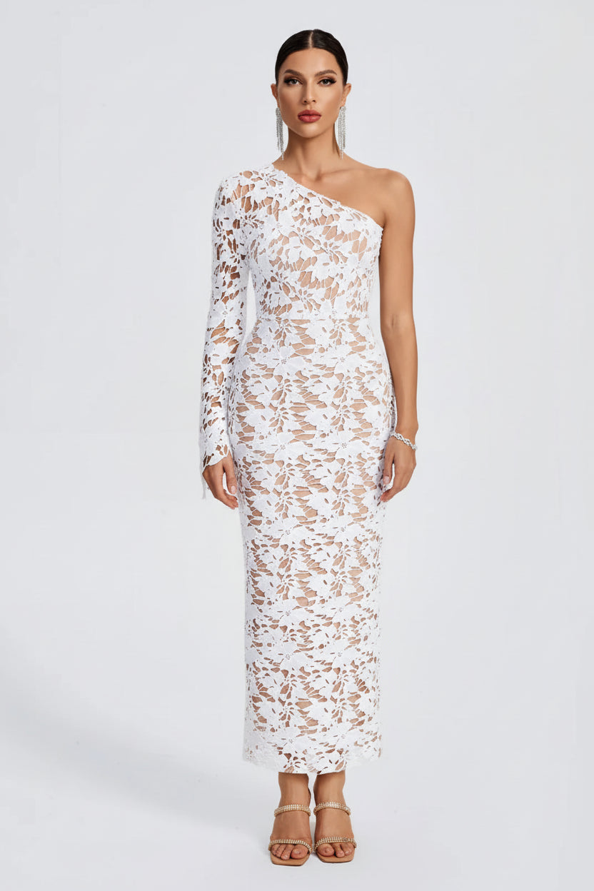 LLstyle One-Shoulder Lace Maxi Dress