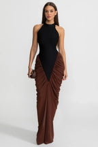 Ashlyn Black & Brown Maxi Dress