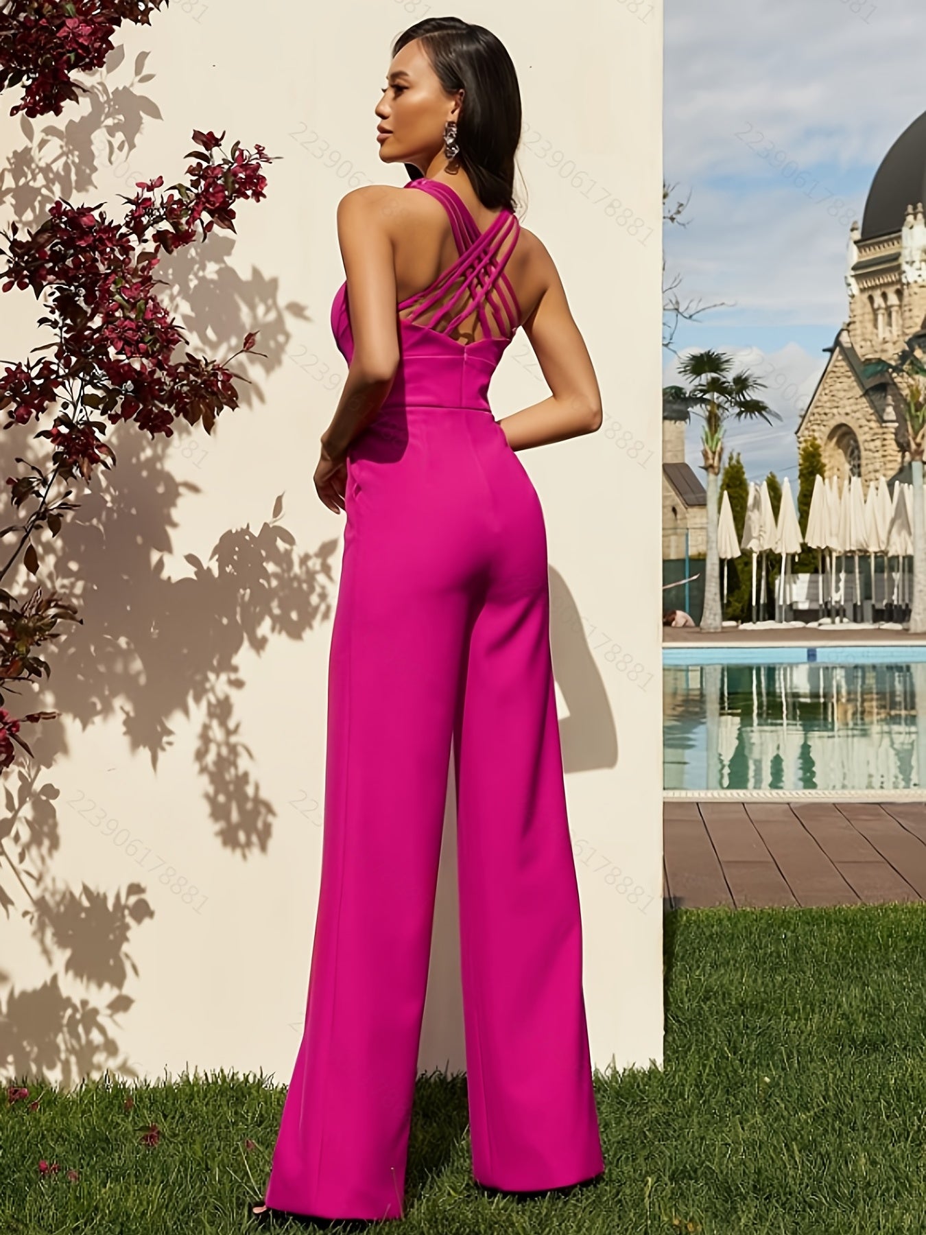 LLstyle Sexy Backless Long Length Flared Leg Jumpsuit
