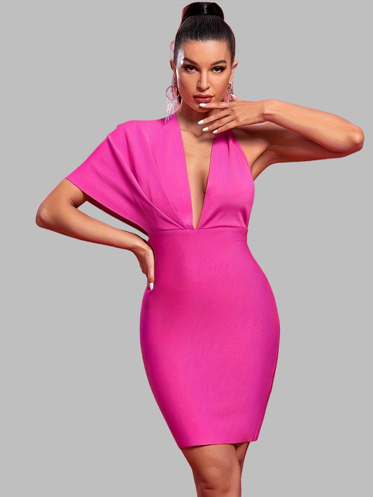 LLstyle Stylish Plunge Neck Halter Dress