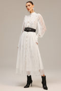 Selena Lace Button-Down Midi Dress