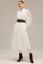 Selena Lace Button-Down Midi Dress
