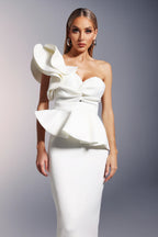 Héva One-Shoulder Ruffle Midi Dress