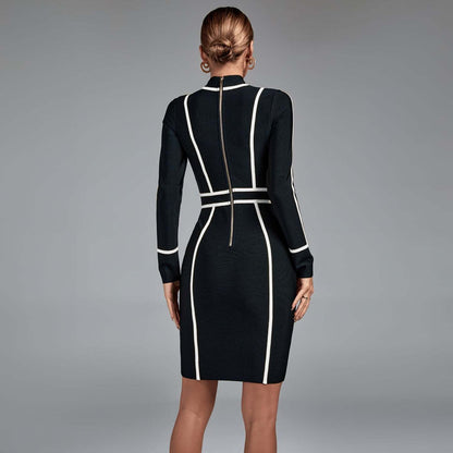 LLstyle Black White Outline Bodycon Dress
