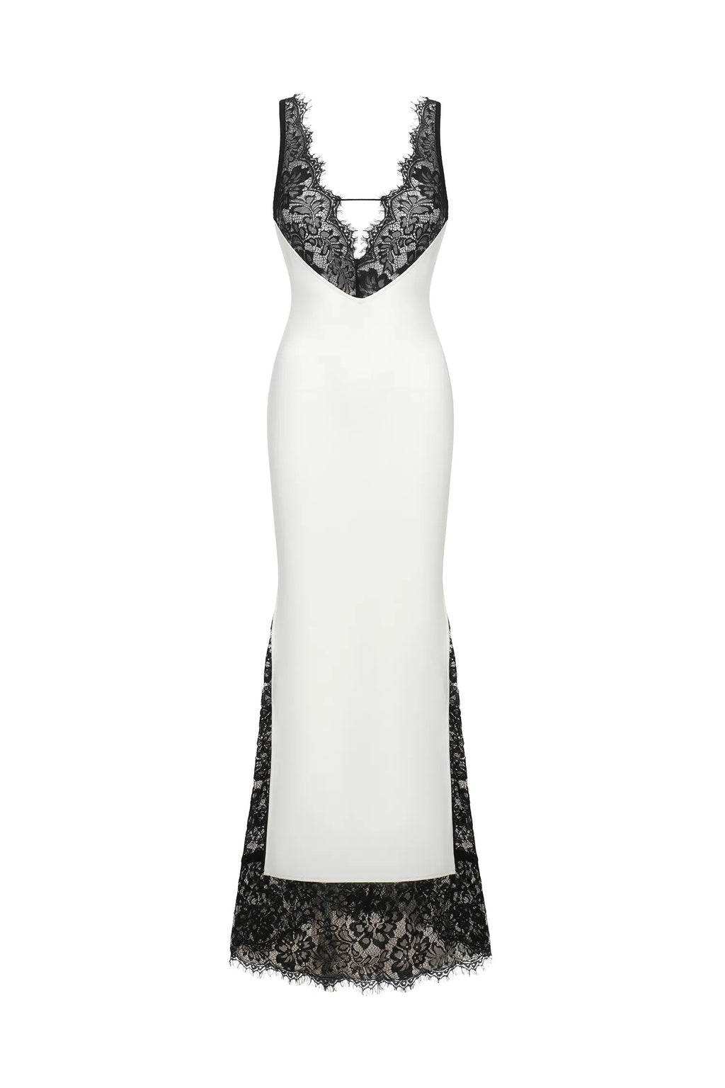 Dua White & Black Lace Maxi Dress